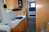 Interior galley view of a Nomad houseboat